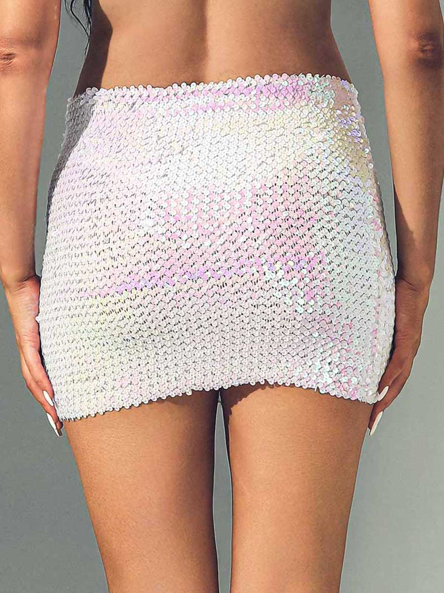 White Glitter Bodycon Miniskirt