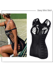 Sheer Black Cutout Mini Dress