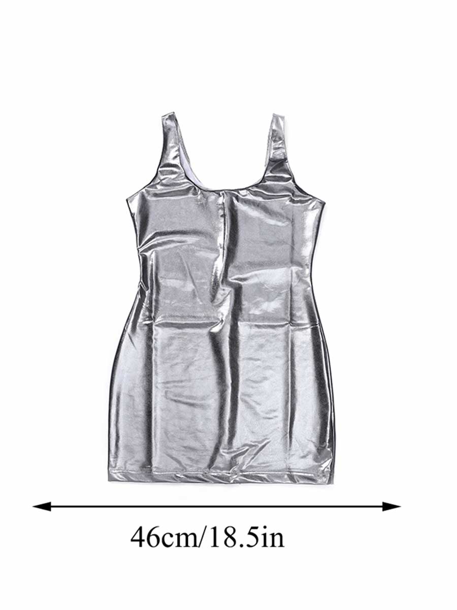 Simple Silver Reflective Mini Dress