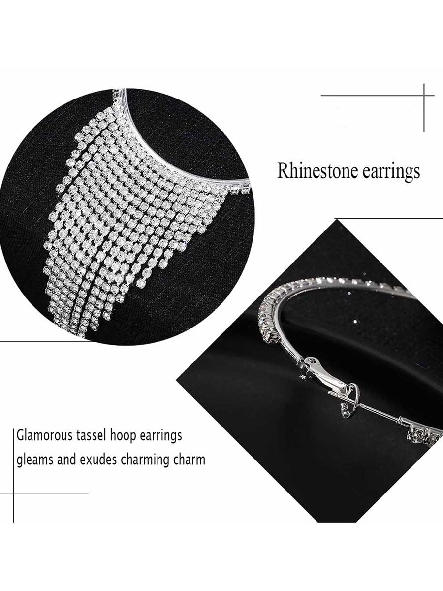 Rhinestone Tassel Sparkling Earrings