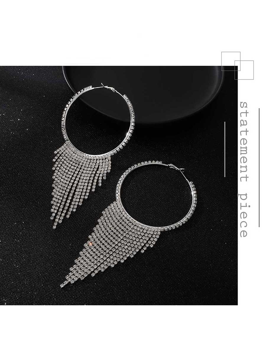Rhinestone Tassel Sparkling Earrings