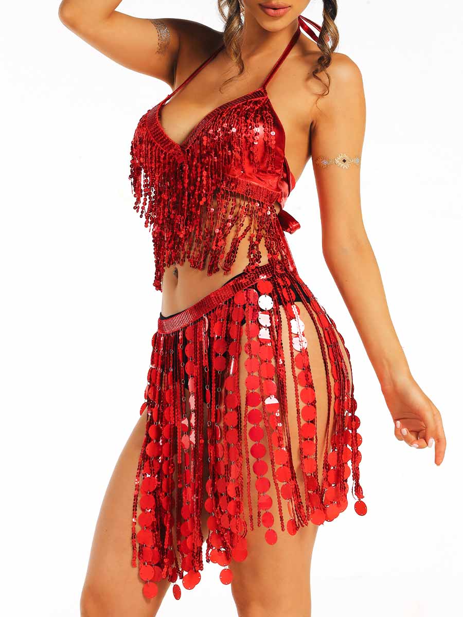 Party-Style Red Sequin Tassel Set