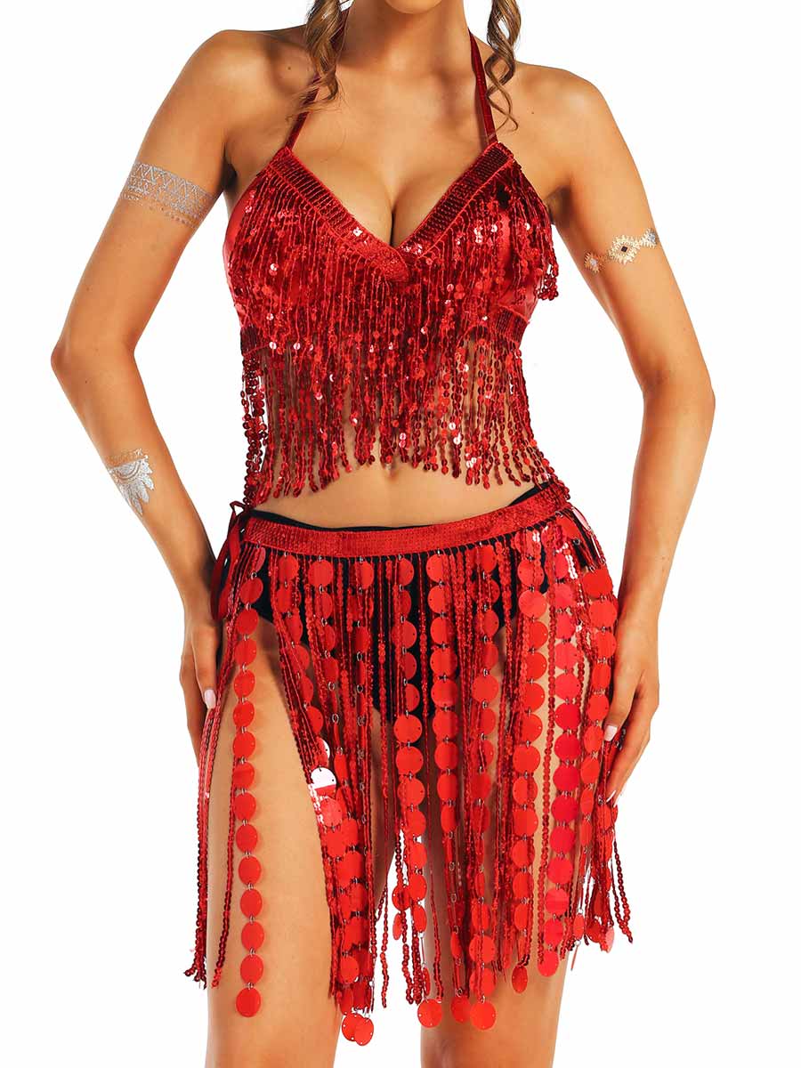 Party-Style Red Sequin Tassel Set