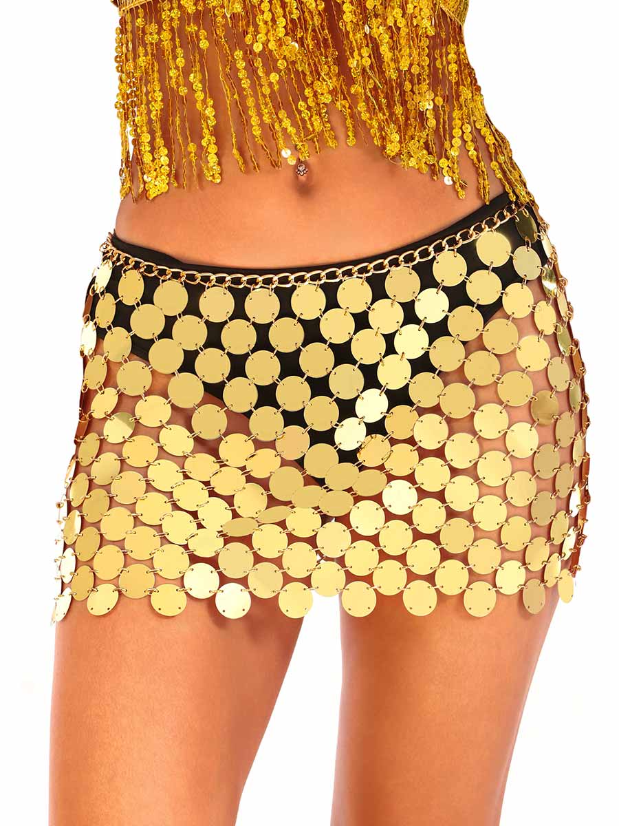 Gold Sequin Chain Skirt