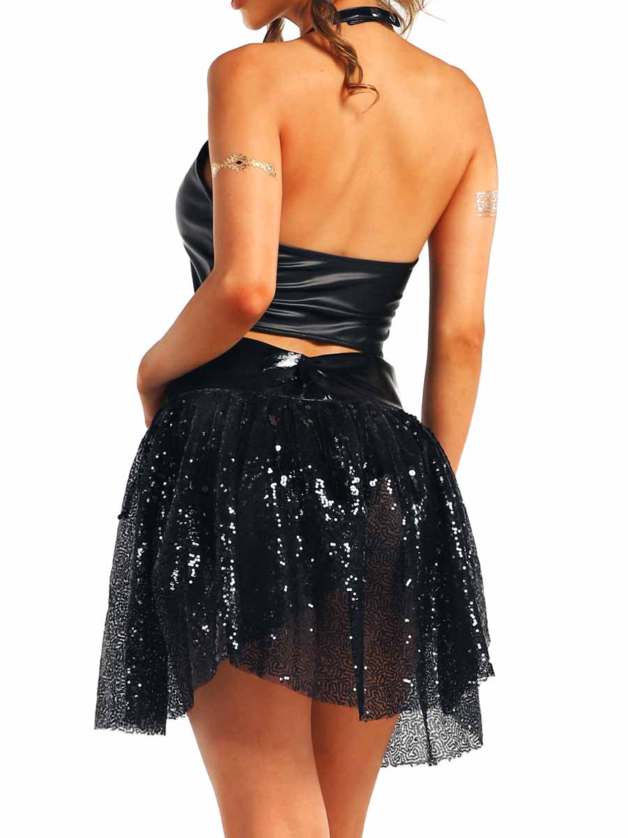 Black Sequin Punk Style Set