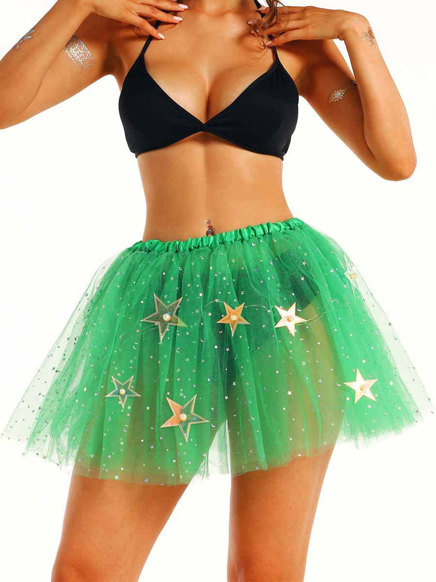 LED Green Sequin Ballet Skirt