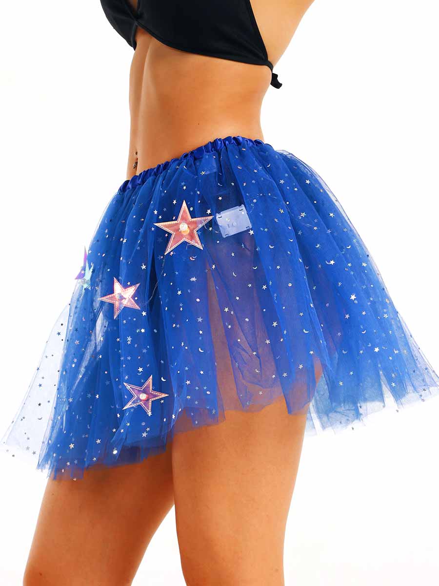 LED Blue Sequin A-Line Tutu Skirt