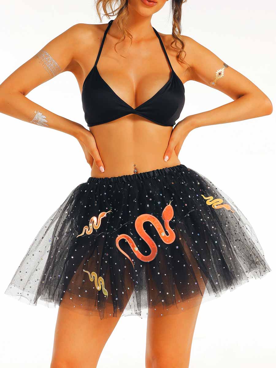 LED Black Sequin A-Line Tutu Skirt