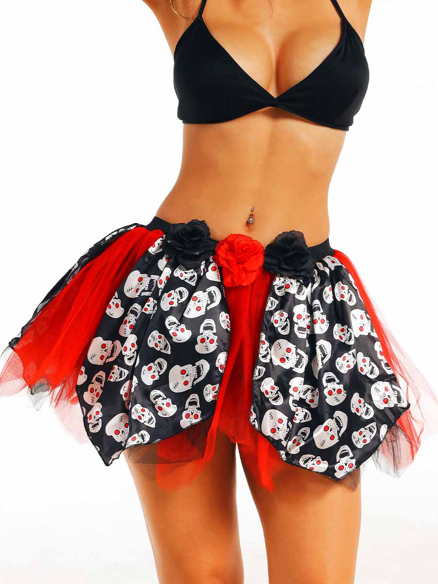 Dark Style Red and Black Skull Skirt