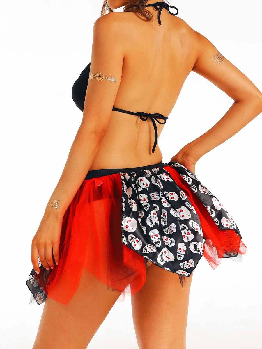 Dark Style Red and Black Skull Skirt