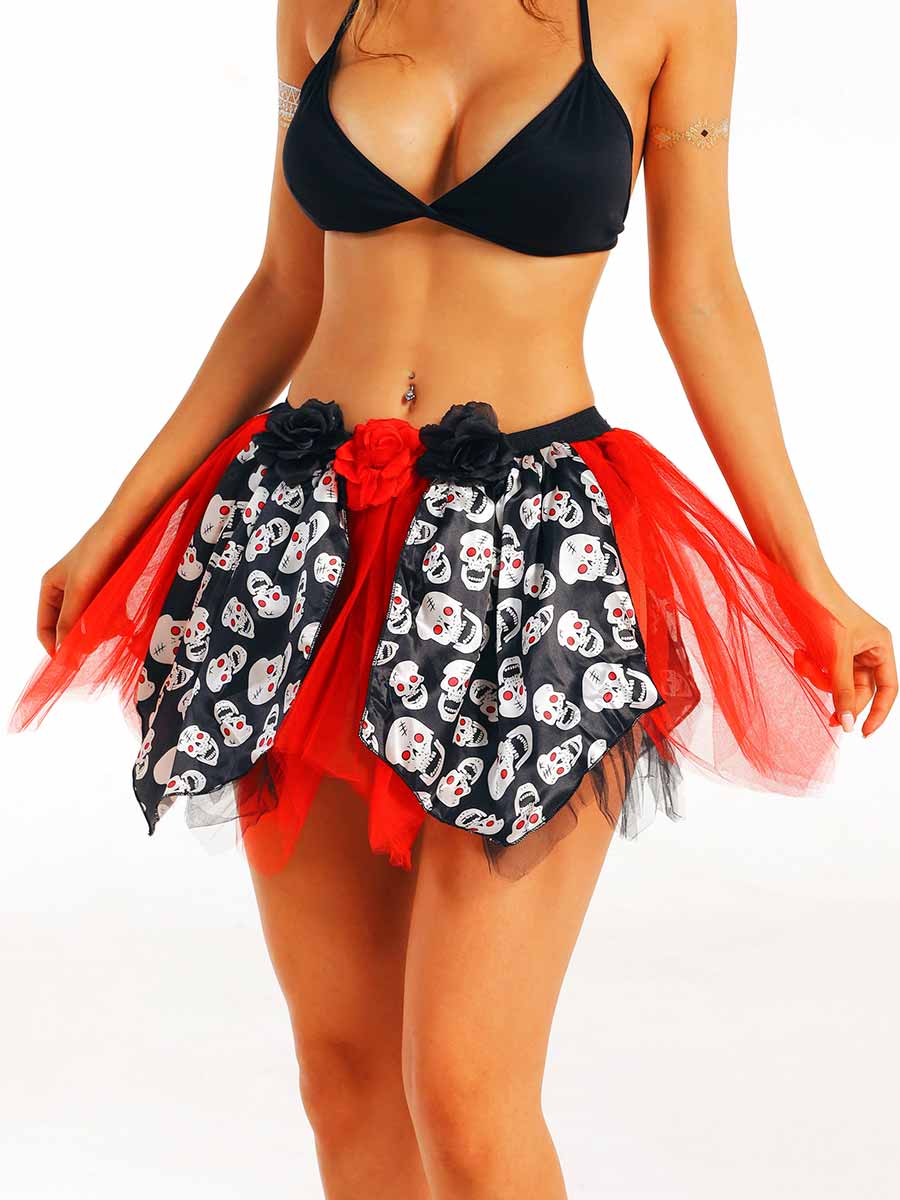 Dark Style Red and Black Skull Skirt