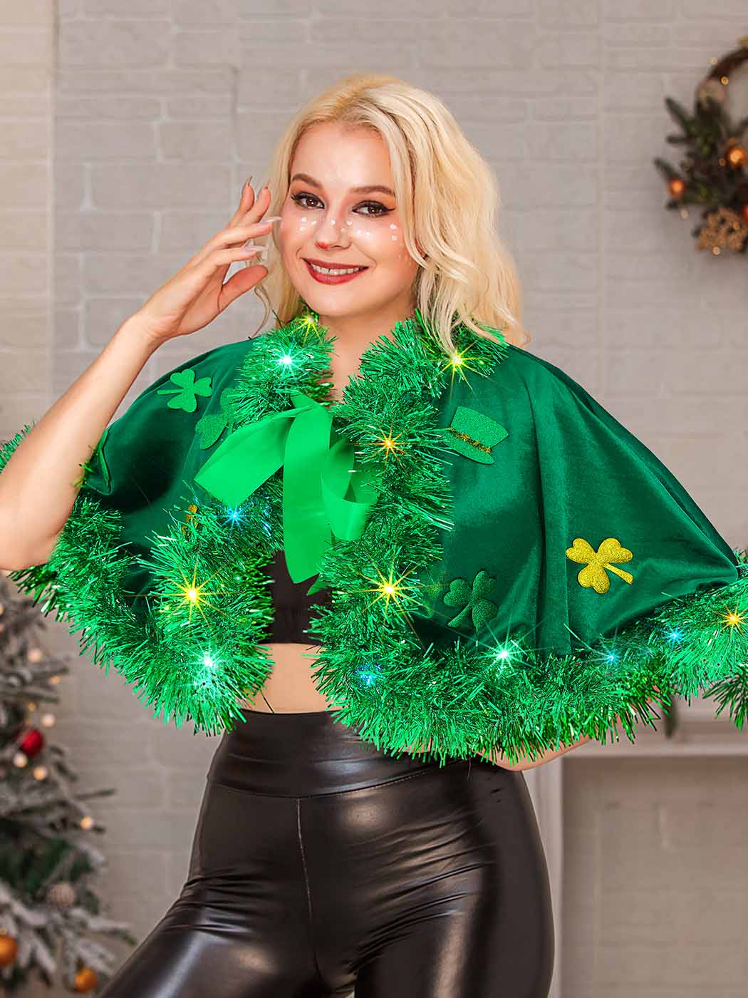 Green Shamrock LED Shawl Perfect for Christmas