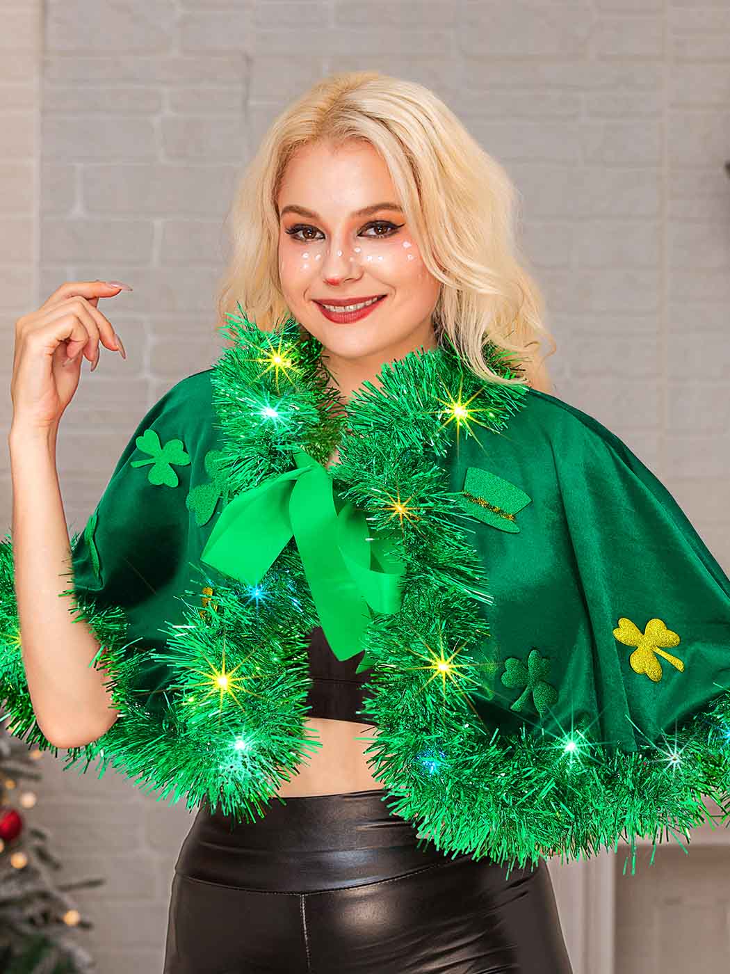 Green Shamrock LED Shawl Perfect for Christmas