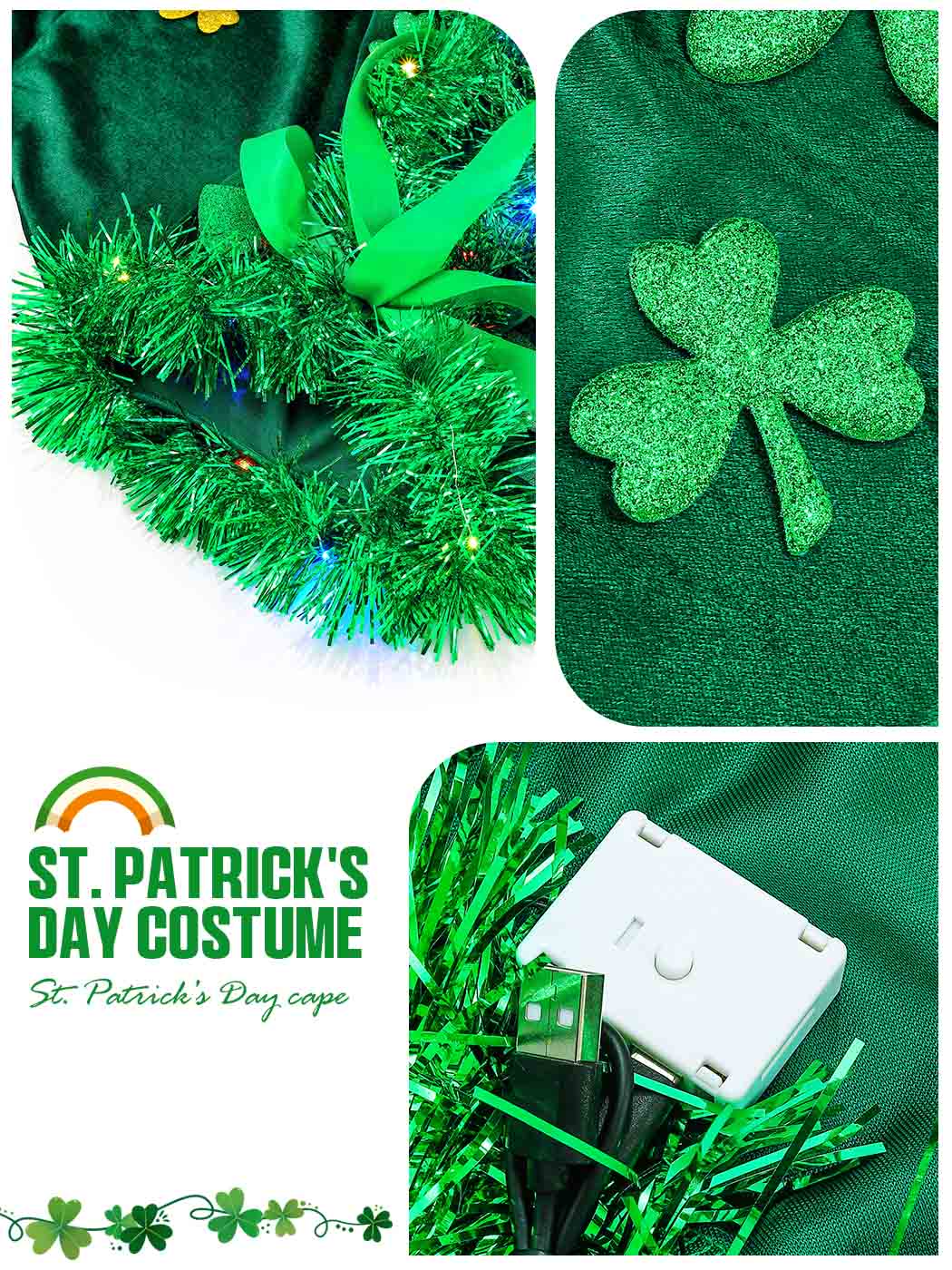 Green Shamrock LED Shawl Perfect for Christmas
