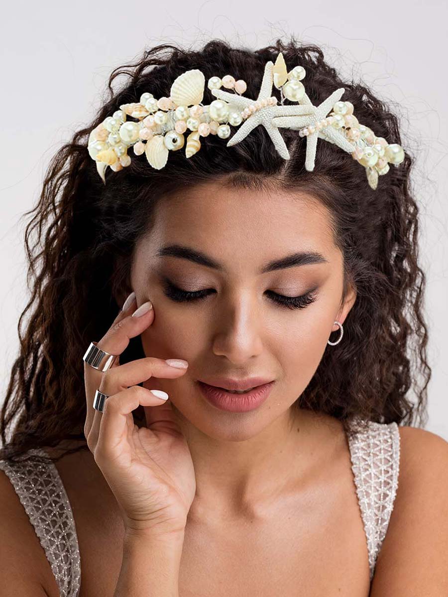 White Pearl Shell Starfish Headband