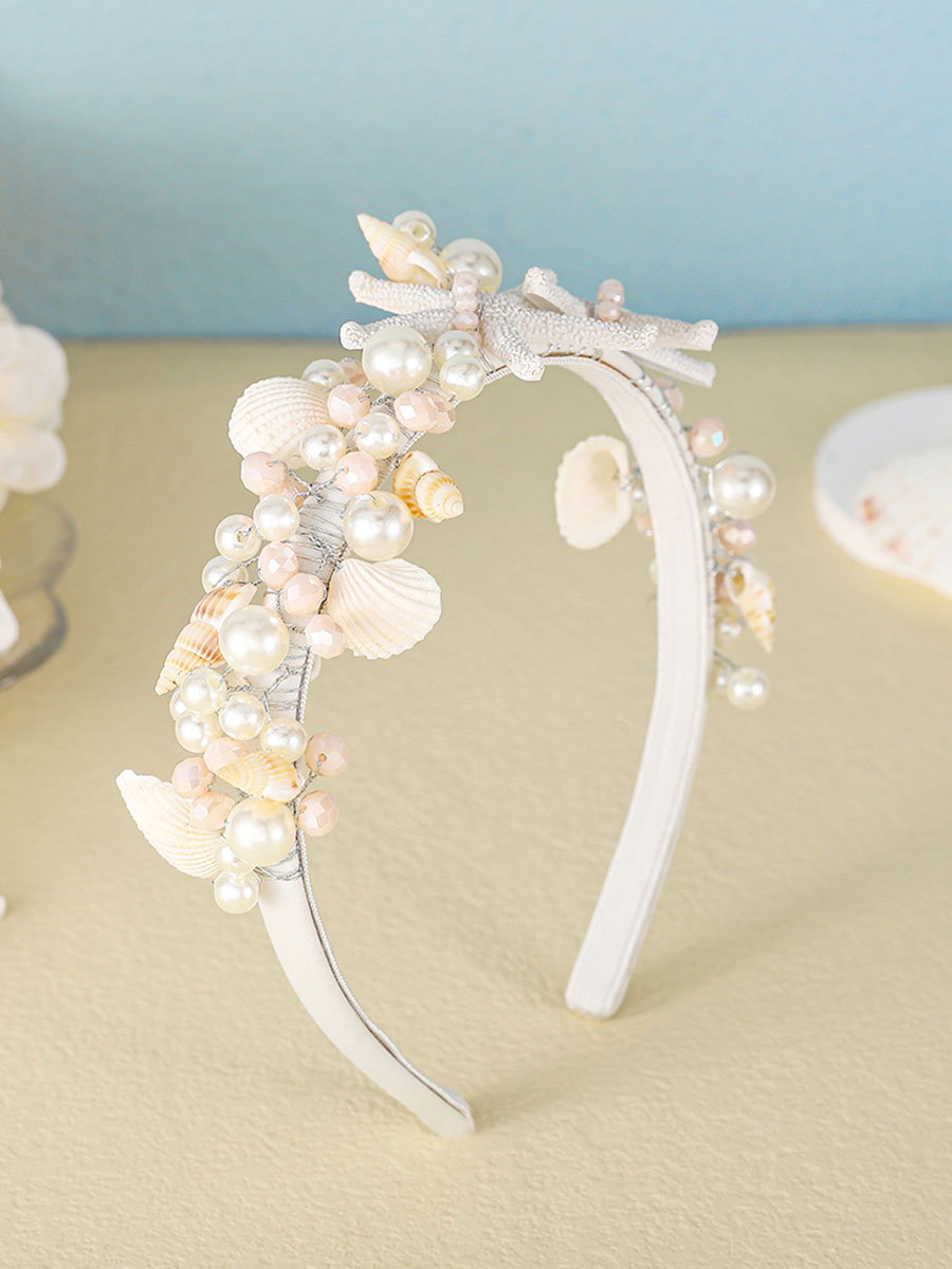 White Pearl Shell Starfish Headband