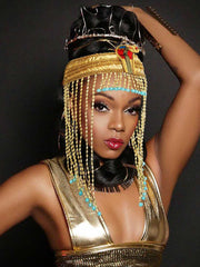 Cobra Decorated Egyptian Style Golden Headdress