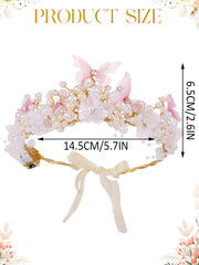 Butterfly Pearl Flower Luminous Crown