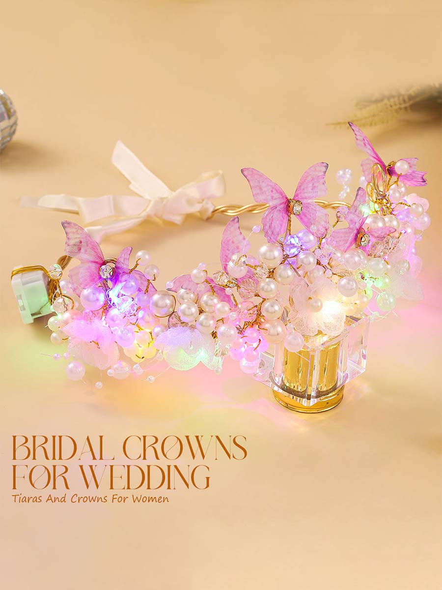 Butterfly Pearl Flower Luminous Crown