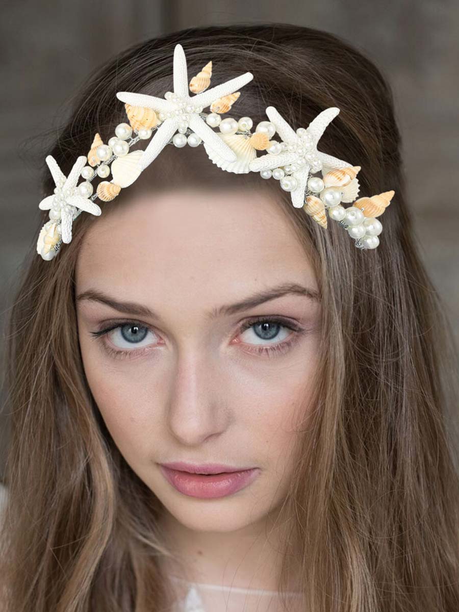Ocean Style Pearl Shell Starfish Crown