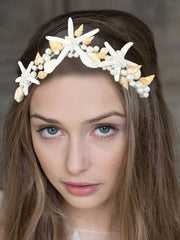 Ocean Style Pearl Shell Starfish Crown