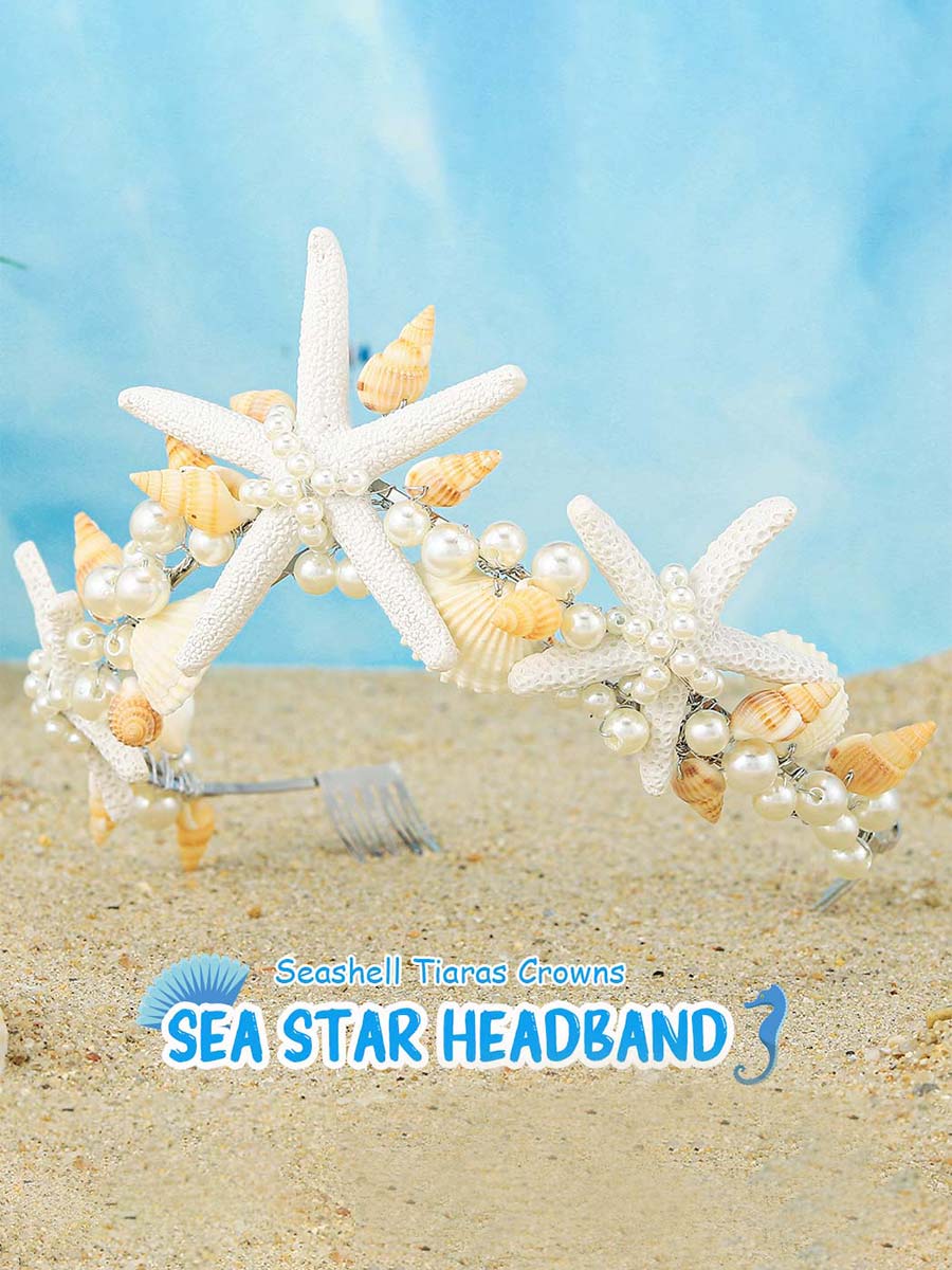 Ocean Style Pearl Shell Starfish Crown