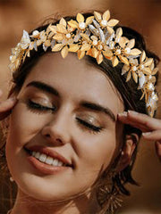 Gold Foil Pearl Roman Laurel Headdress