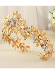 Gold Foil Pearl Roman Laurel Headdress