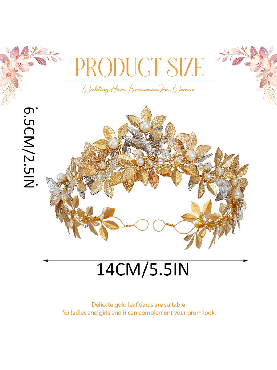 Gold Foil Pearl Roman Laurel Headdress