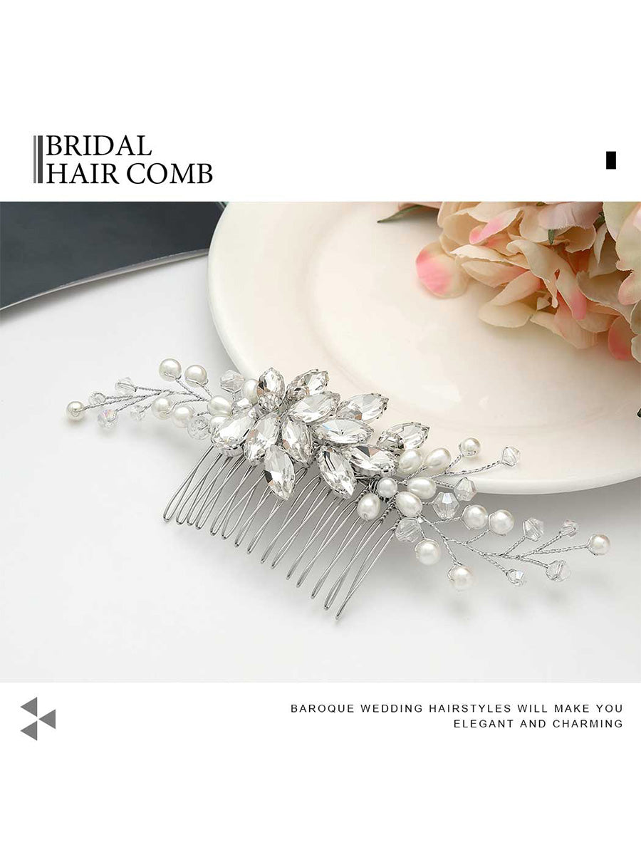 Vintage Pearl and Crystal Hair Comb â€?Formal Hairpiece