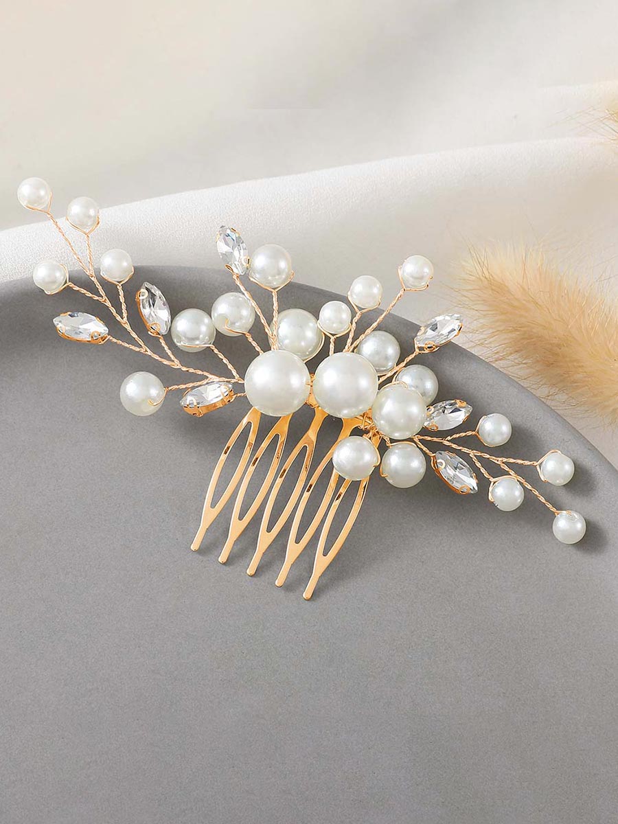 Shining Rhinestone Pearl Hair Side Comb