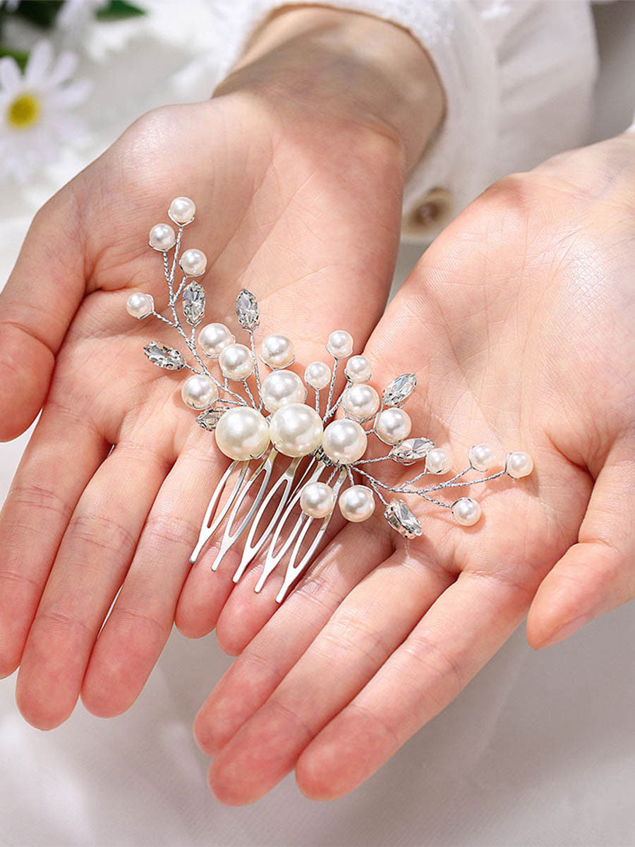 Shining Rhinestone Pearl Hair Side Comb