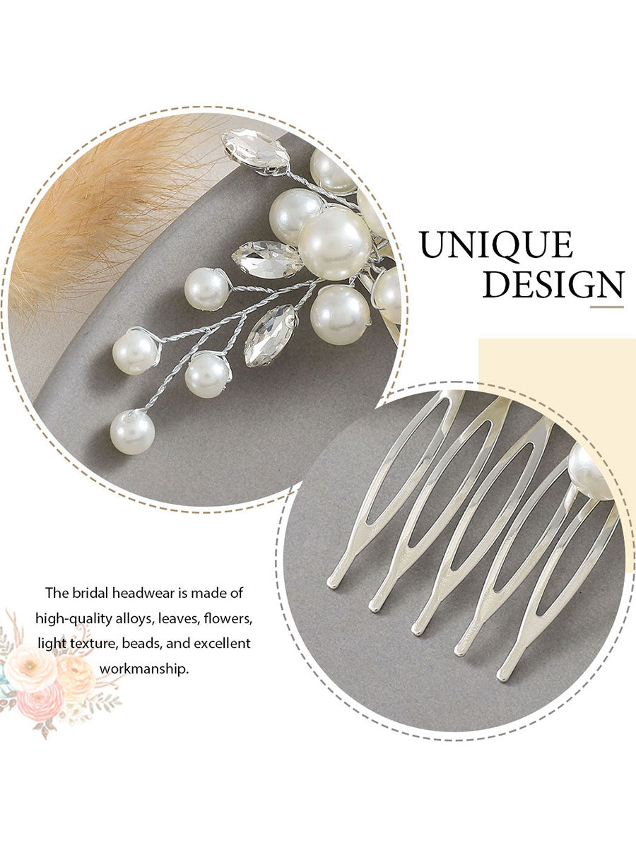 Shining Rhinestone Pearl Hair Side Comb