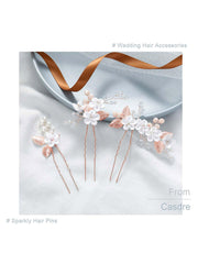 3-Pack Rhinestone Flower Wedding Hairpins