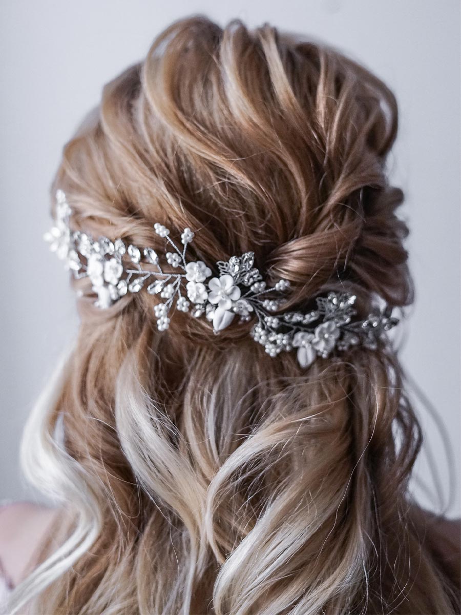 Silver Vine Pearl Flower Hair Accessory