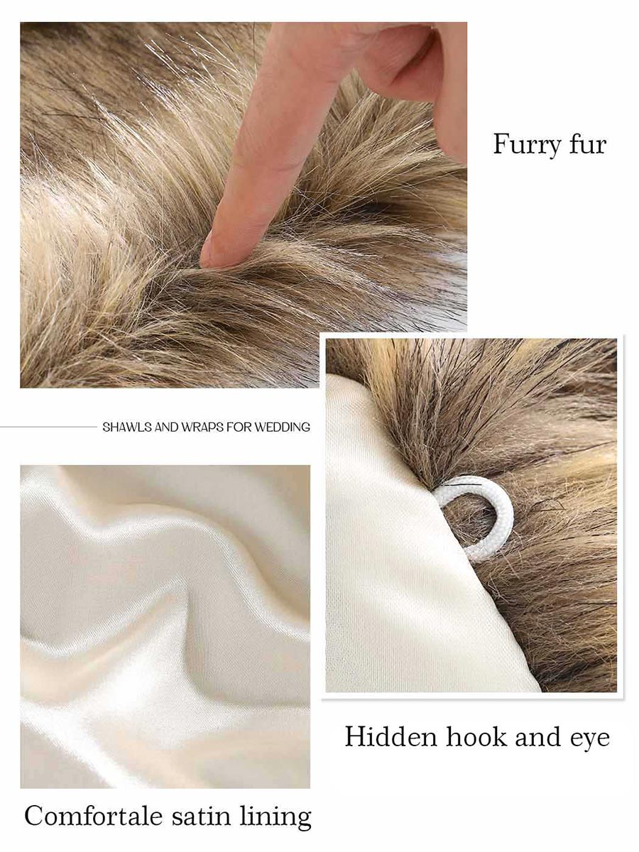 Faux Fur Cape With Brooch