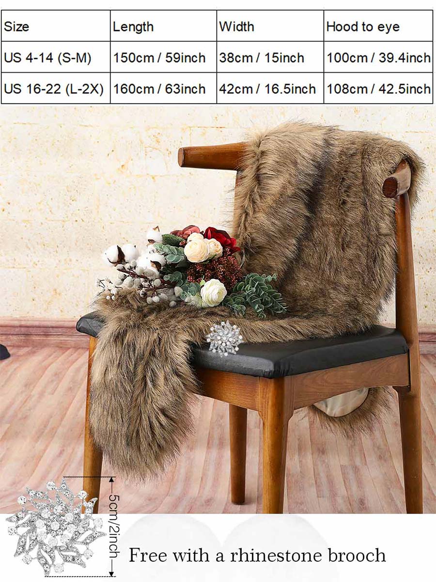 Faux Fur Cape With Brooch