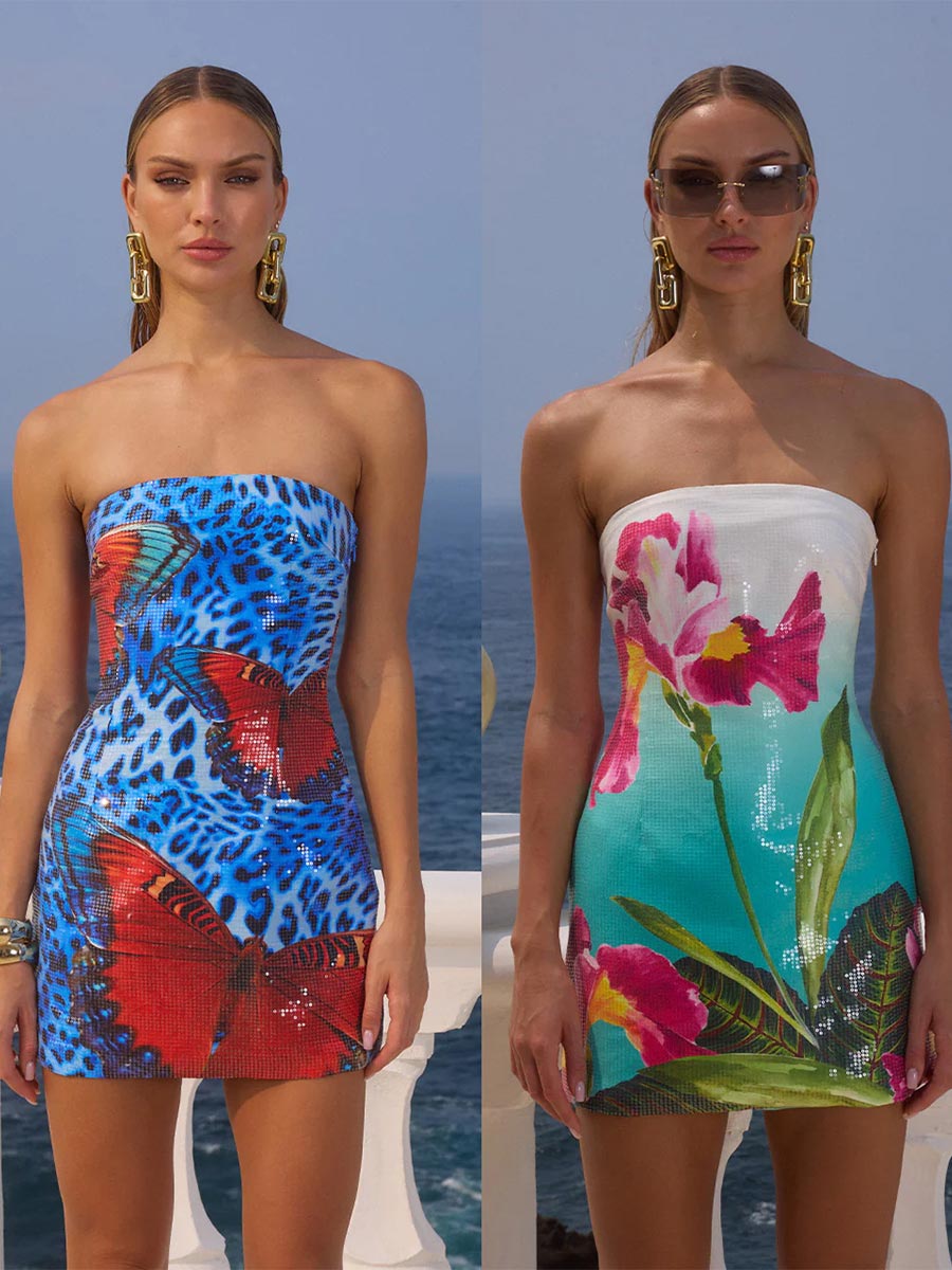 Spring/Summer Vacation Sequin Print Dress