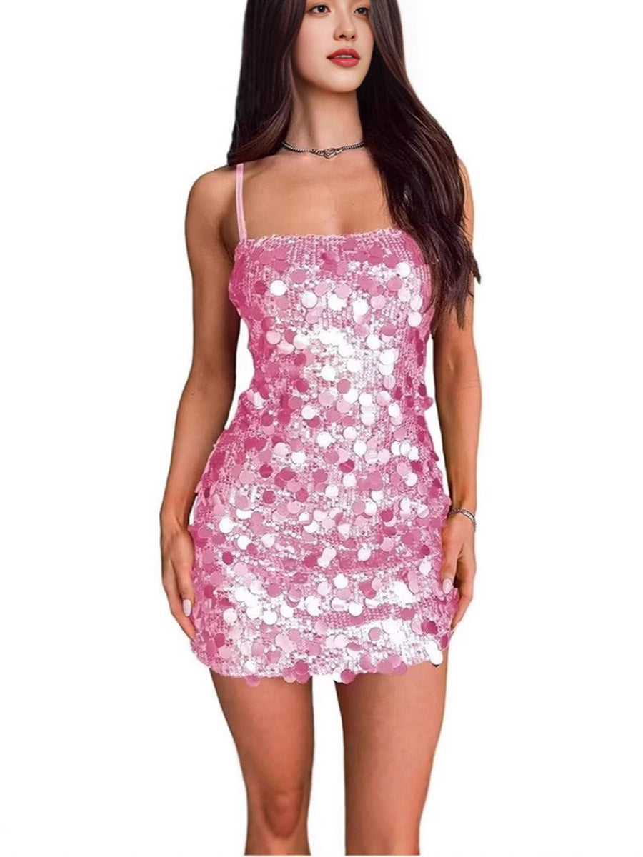 Sultry Hot Girl Sequin Dress - Backless Bodycon for Parties