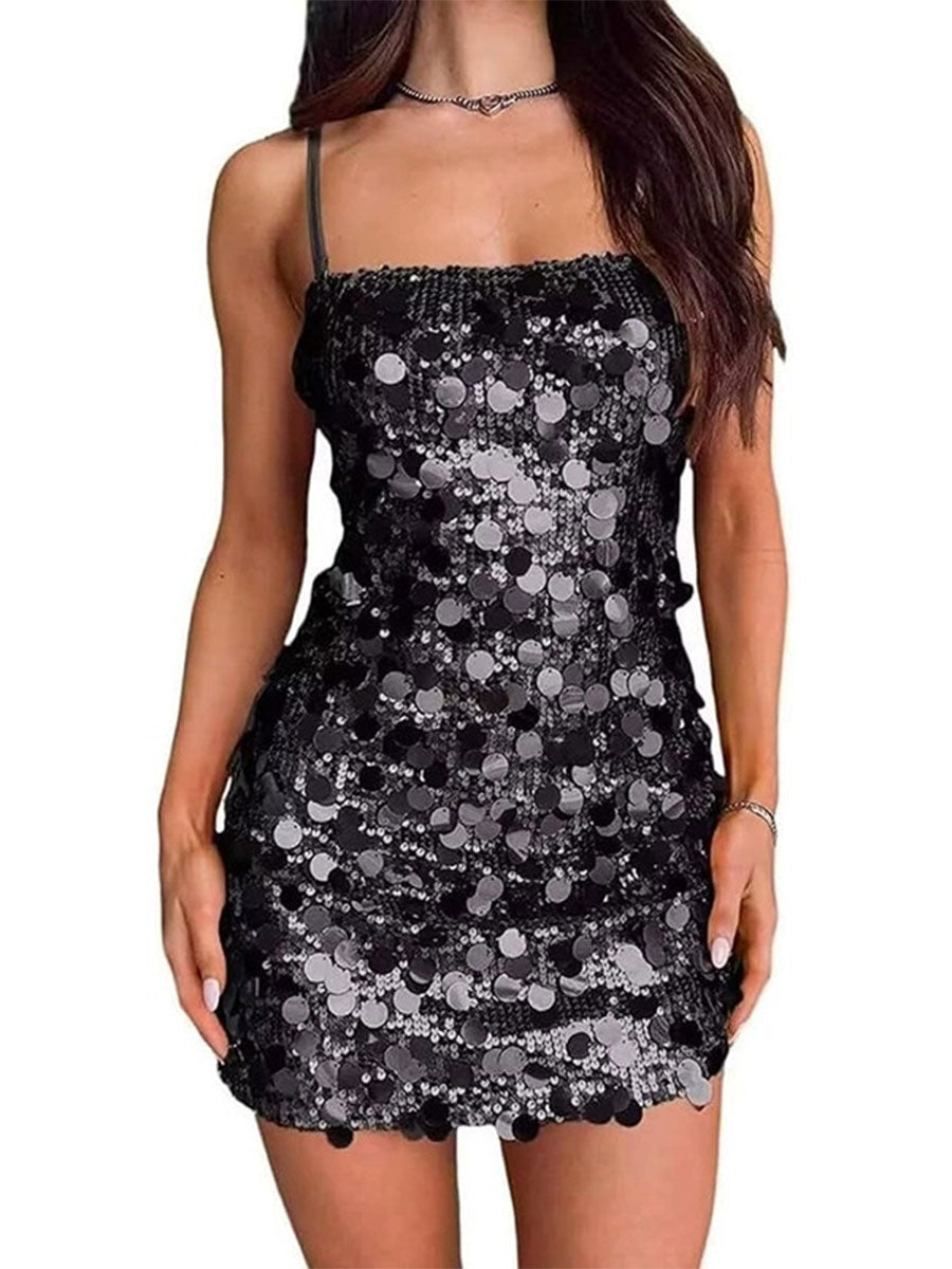 Sultry Hot Girl Sequin Dress - Backless Bodycon for Parties