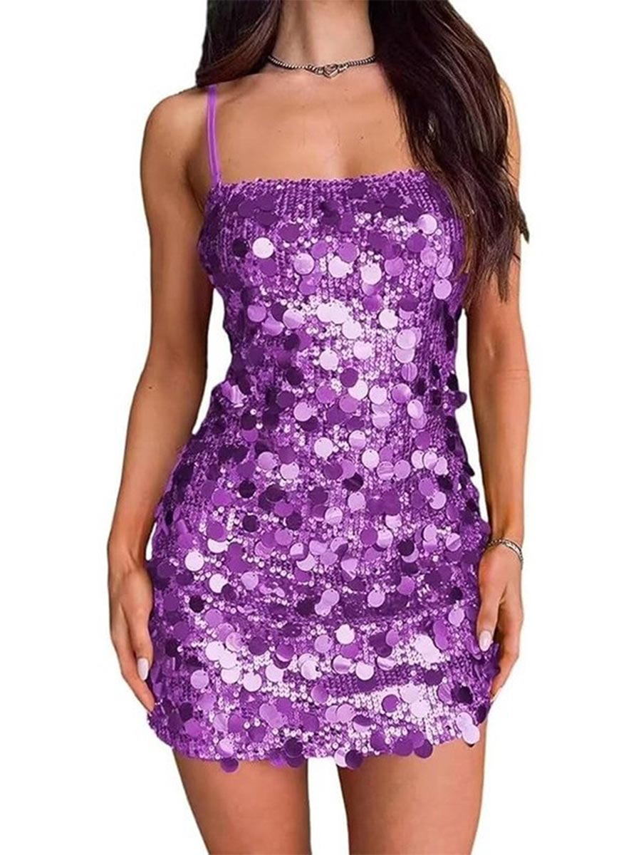 Sultry Hot Girl Sequin Dress - Backless Bodycon for Parties