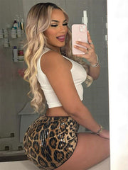 Low-Waisted Sexy Sequin Leopard Print Shorts
