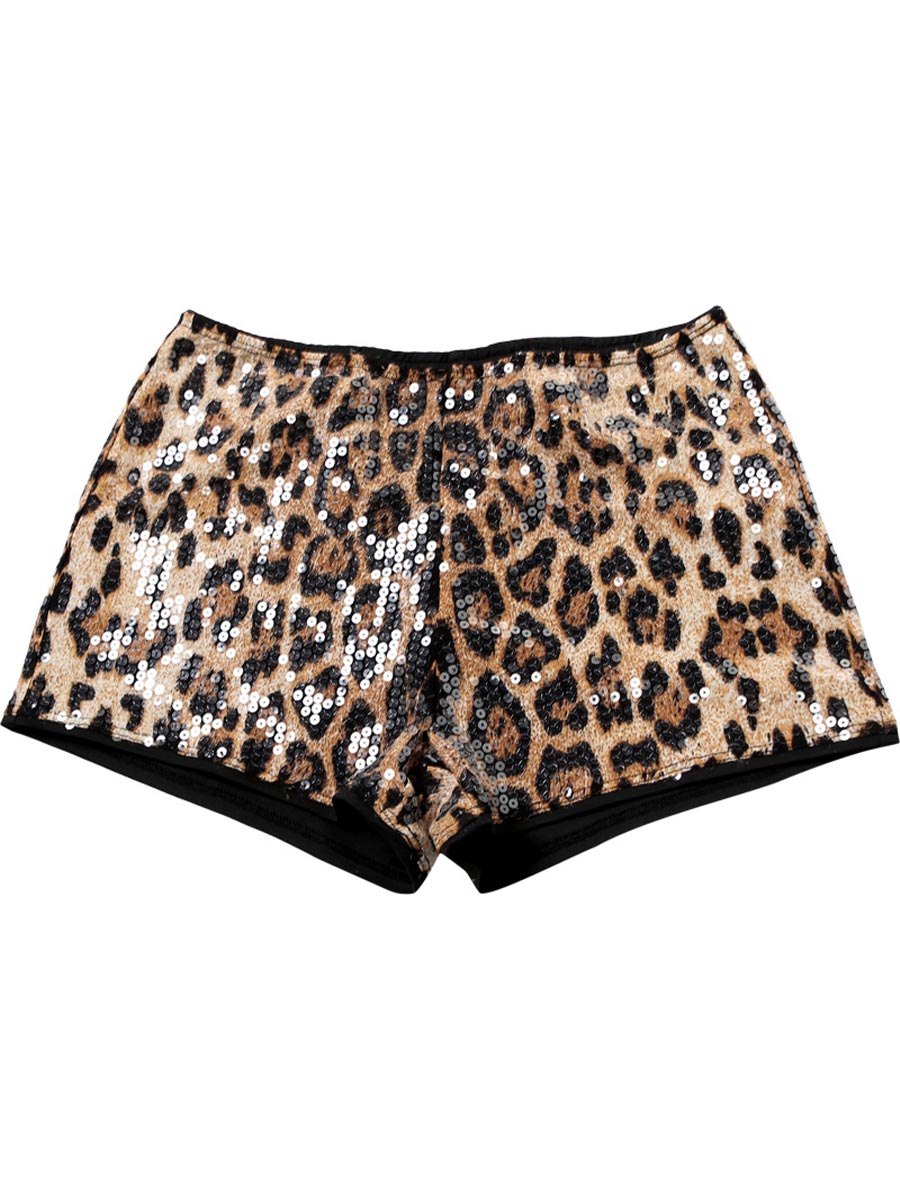 Low-Waisted Sexy Sequin Leopard Print Shorts