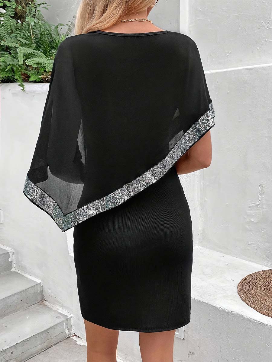 Black Dress with Silver Sequin Trim