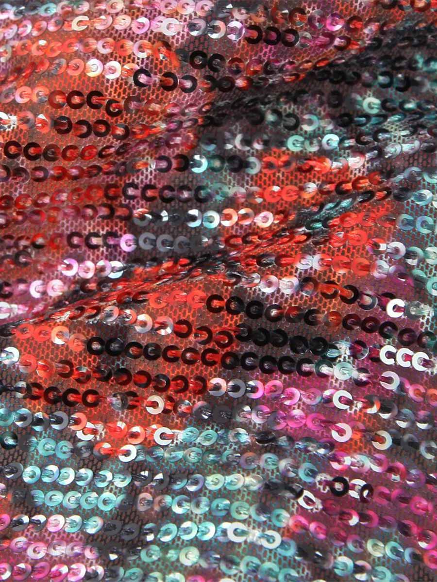 French Vintage Rose Sequin Spaghetti Strap Dress