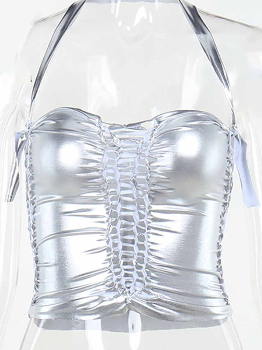 Silver Hollow Reflective Tank Top