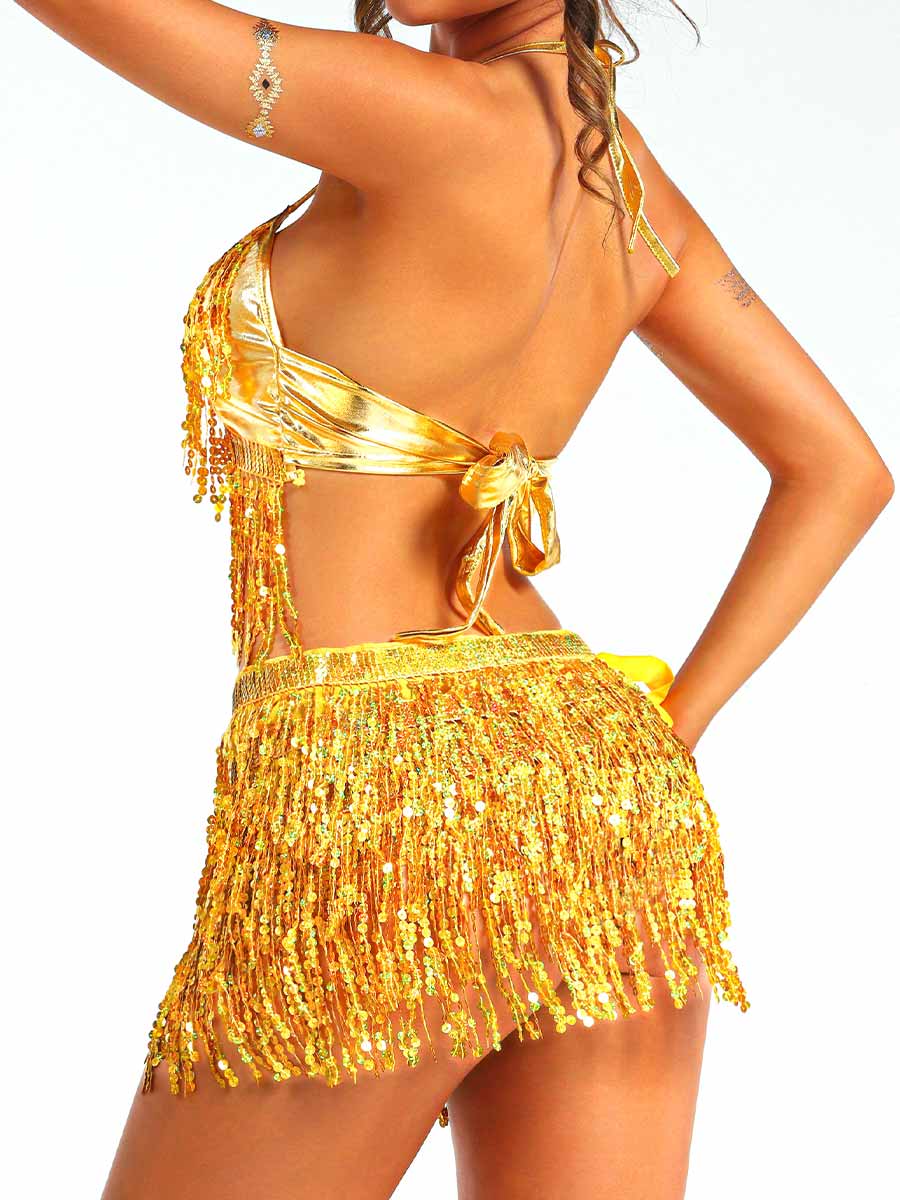 Gold Sequin Tassel Two-Piece Set