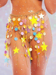 Sequin Fringe Skirt - Star Sequin and Circle Sequin Skirt