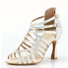 Women's Rhinestone Leatherette Customized Heels Dance Boots Salsa Dance Shoes