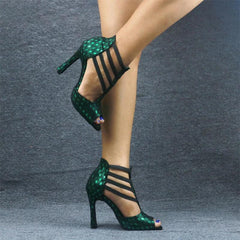 Women's Leatherette Customized High Heel Salsa JazDance Shoes Heels Dance Boots